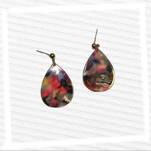 Multicolored Acrylic Drop Earrings with 925 Sterling Silver Posts